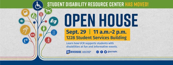 Student Disability Resource Center Open House, Sept. 29, 11am-2pm, 1228 SSB Building
