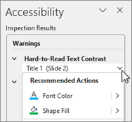 Recommended Actions Panel in PowerPoint.