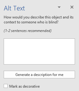 Dialog box to add alt text.